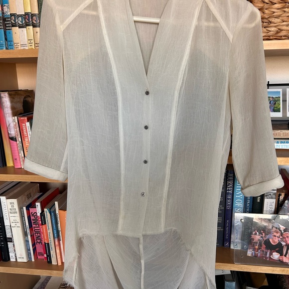 Helmut Lang Sheer Cream Blouse - Picture 1 of 5